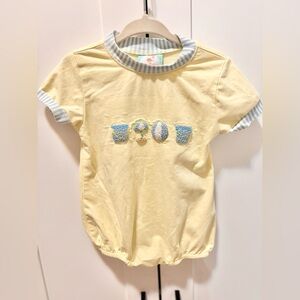 Yellow beach bubble with Blue French knot Accents